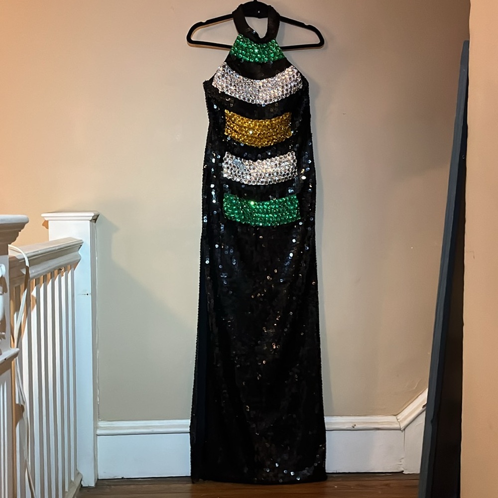 Amazing custom sequins dress super long size ~S